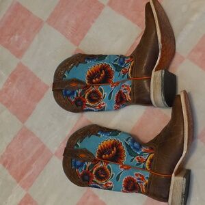 Ariat Women's Floral Heeled Boots - Brown and Green